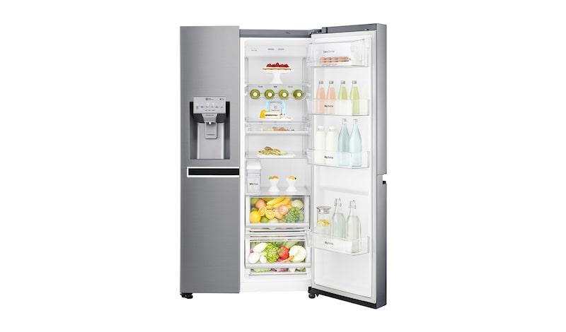 LG Inverter Linear Compressor™ GSL961PZBV American Style Fridge Freezer, 601L, Shiny Steel  - F, GSL961PZBV